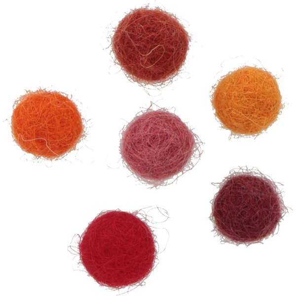 Pompons en laine feutrée - Rouge/Orange - 1 cm - 60 pcs - Photo n°1