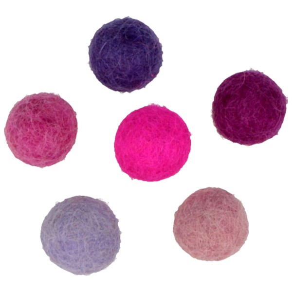 Pompons en laine feutrée - Rose/Violet - 1 cm - 60 pcs - Photo n°1