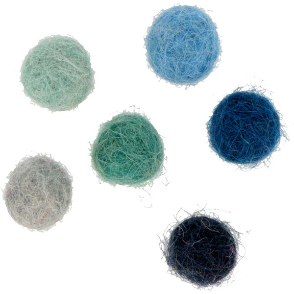 Pompons en laine feutrée - Gris/Bleu - 1 cm - 60 pcs - Photo n°1