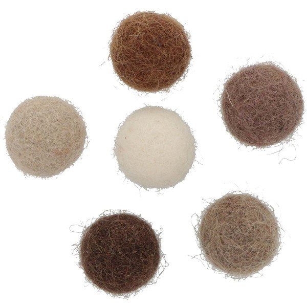 Pompons en laine feutrée - Beige/Brun - 1,5 cm - 30 pcs - Photo n°1