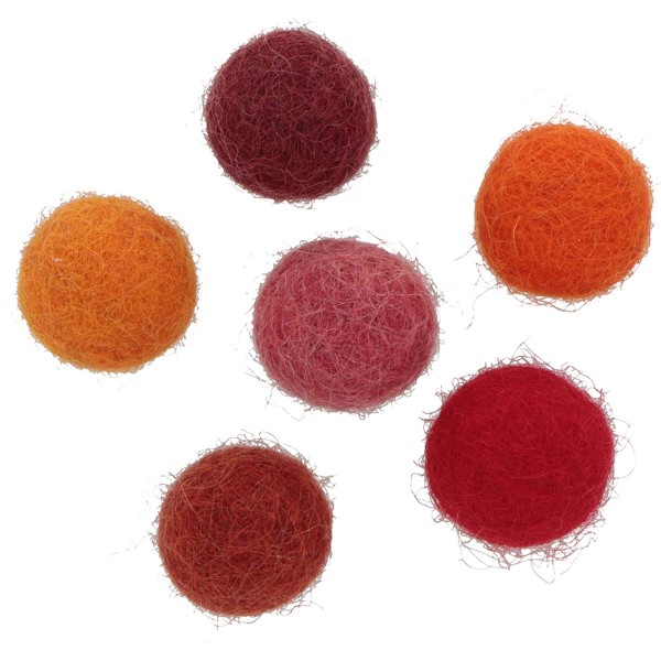 Pompons en laine feutrée - Rouge/Orange - 1,5 cm - 30 pcs - Photo n°1
