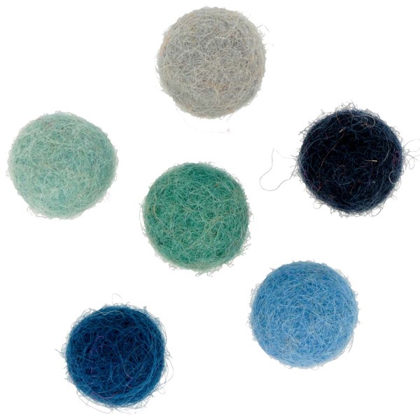 Pompons en laine feutrée - Gris/Bleu - 1,5 cm - 30 pcs - Photo n°1