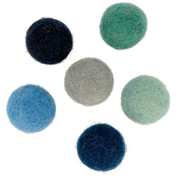 Pompons en laine feutrée - Gris/Bleu - 2,5 cm - 12 pcs - Photo n°1