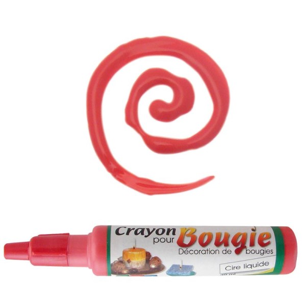 Crayon cire liquide pour décoration de bougie 30 ml Rouge - Photo n°1