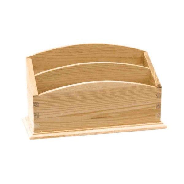 Range courrier bois naturel personnalisable 25x15,5x12cm 2 compartiments - Photo n°1