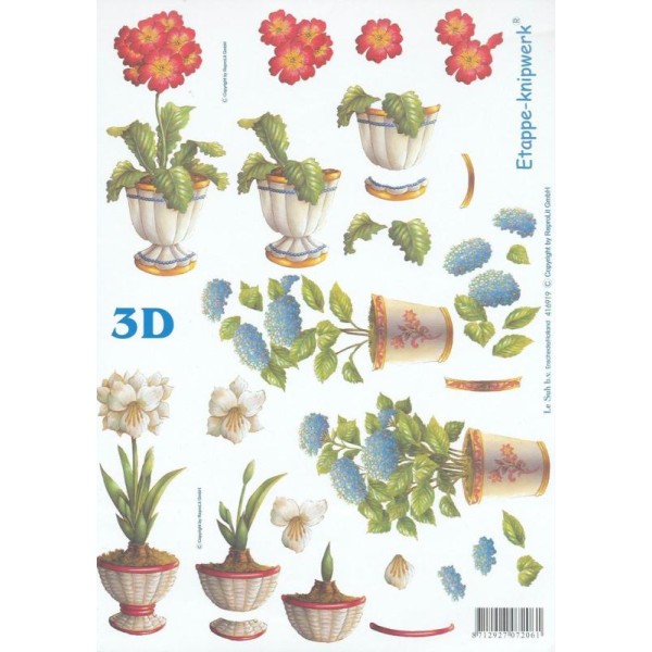 Feuille 3D à découper A4 Fleurs Amaryllis Hortensia - Photo n°1
