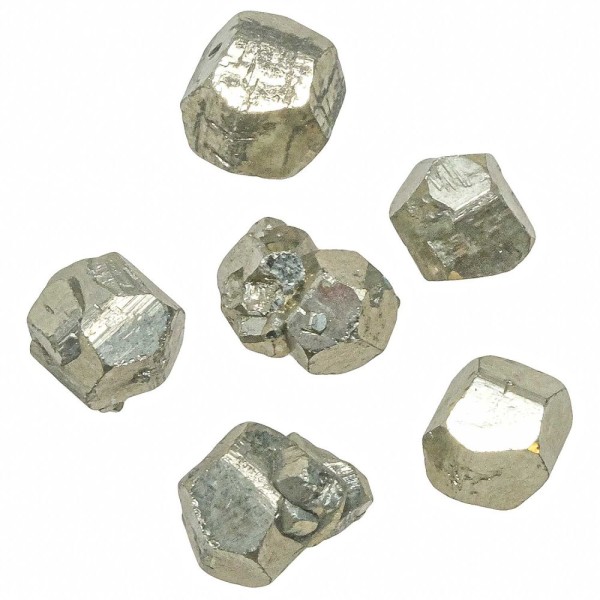 Pierres brutes pyrite octaèdrique - 1 cm - Lot de 6. - Photo n°1