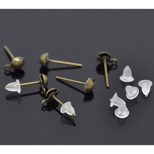 Puces d'oreilles bronze avec stoppeur  x 10 - Photo n°1