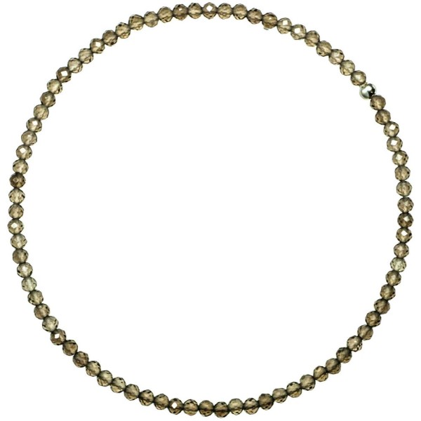 Bracelet en cristal de roche fumé - Perles facetées ultra mini. - Photo n°1