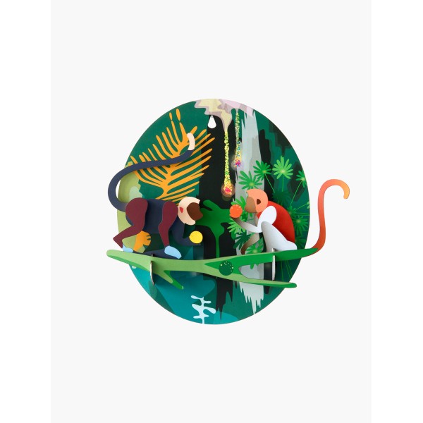 Puzzle 3D - animaux jungle Singes - 24x5x23cm carton recyclé - Photo n°1