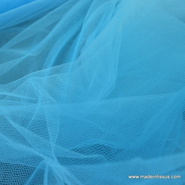 Tissu Tulle souple robe de mariée turquoise en 3.00m de large . - Photo n°2