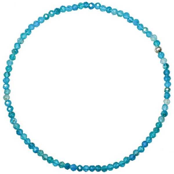 Bracelet en apatite bleue - Perles facetées ultra mini. - Photo n°1