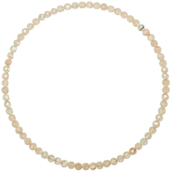 Bracelet en pierre de soleil - Perles facetées ultra mini. - Photo n°1