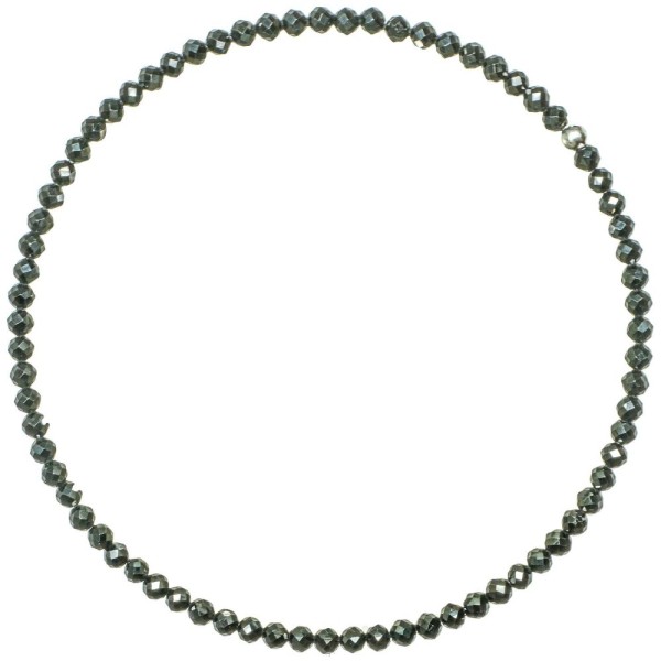 Bracelet en spinelle noire - Perles facetées ultra mini. - Photo n°1
