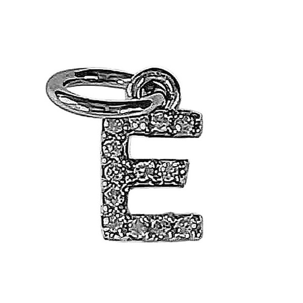 Très petit pendentif Initiale lettre E en argent 925°/00 et cz cristal 0,5cm - Photo n°1