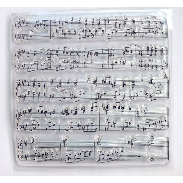 Tampons silicone transparent  motifs partition musicale (01) - Photo n°1