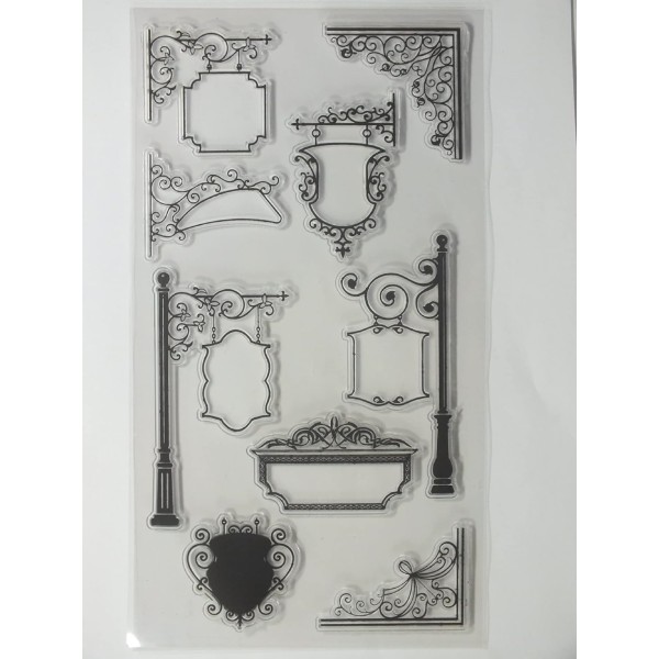 Tampons silicone transparent  motifs enseignes en fer forgé vintage - Photo n°1
