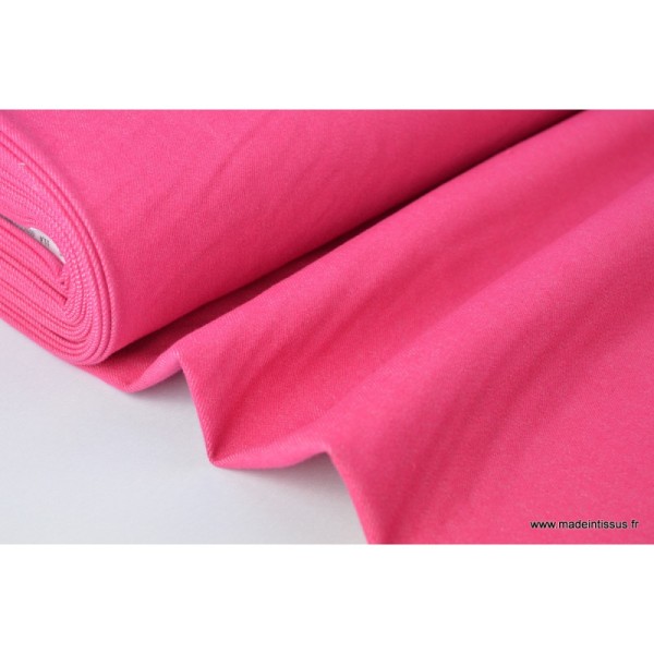 Tissu Toile jean stretch coloris rose .x1m - Photo n°1