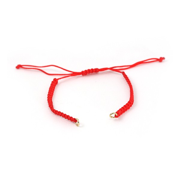Bracelet macramé avec 2 anneaux rouge doré - Photo n°1