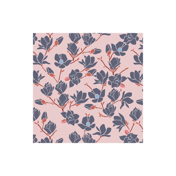 Tissu coton imprimé fleurs magnolia CHARLESTON ART GALLERY designer .x1m - Photo n°1