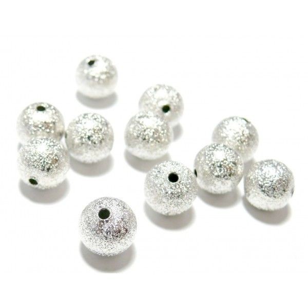 PS1101256 PAX 40 perles intercalaires stardust granitees paillettes 6mm cuivre couleur Argent Vif - Photo n°1