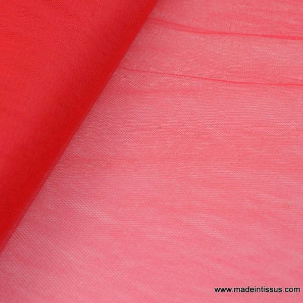 Tissu Tulle souple robe de mariée rouge en 3.00m de large . - Photo n°1
