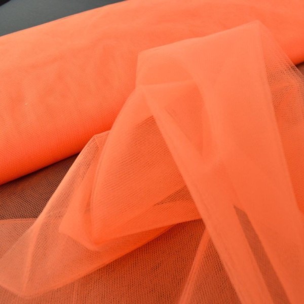 Tissu Tulle souple robe de mariée orange en 3.00m de large - Photo n°2