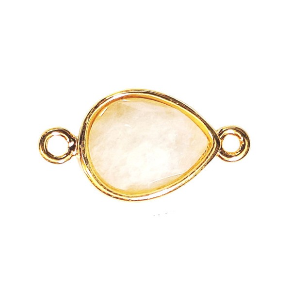 1X petite breloque connecteur sertie d'une pierre de lune goutte en relief dorée 1,8cm - Photo n°1