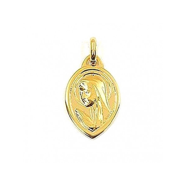Pendentif Médaille Vierge Marie baptême en plaqué or + chaine - Photo n°1