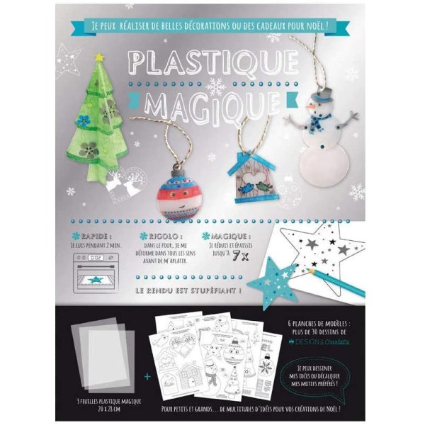 Kit Plastique transparent - Noël - 6 planches de modèles - 3 feuilles plastique - Photo n°1