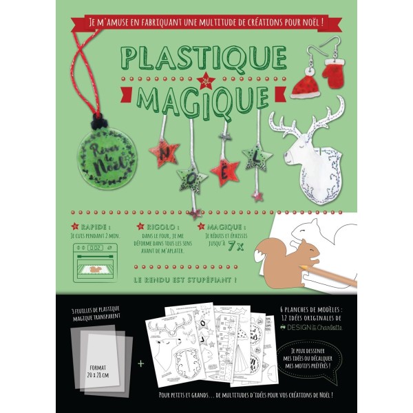 Kit Plastique transparent - Noël - 6 planches de modèles - 3 feuilles plastique - Photo n°1