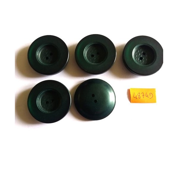 5 Boutons en résine vert - vintage - 31mm - 4874D - Photo n°1