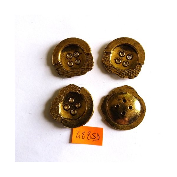 4 Boutons en métal doré - vintage - 27mm - 4885D - Photo n°1
