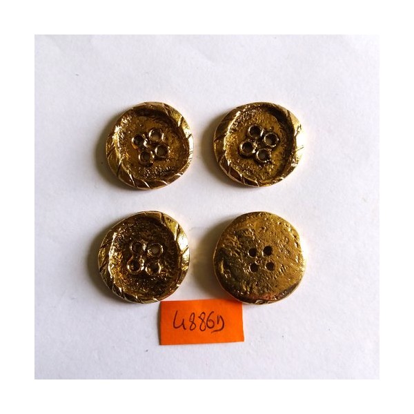 4 Boutons en métal doré - vintage - 25mm - 4886D - Photo n°1