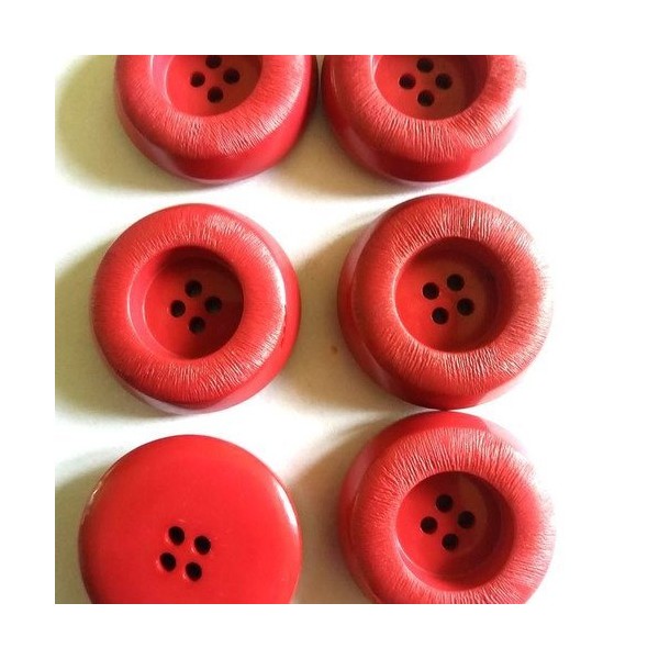 4 Boutons résine rouge - vintage - 30mm - 5130d - Photo n°1