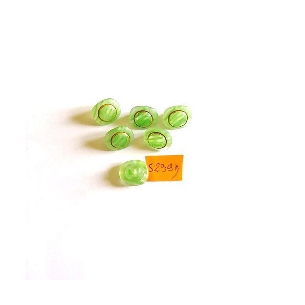 6 Boutons en verre vert et liserai doré - vintage - 12mm - 5239d - Photo n°1