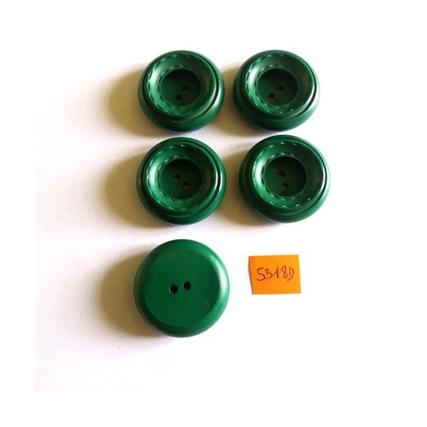 5 Boutons en résine vert - vintage - 30mm - 5318D - Photo n°1