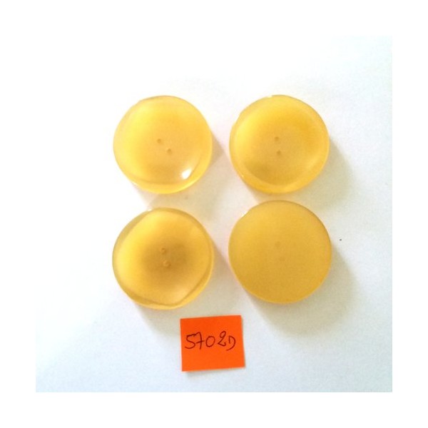 4 Boutons en résine jaune clair - vintage - 36mm - 5702D - Photo n°1