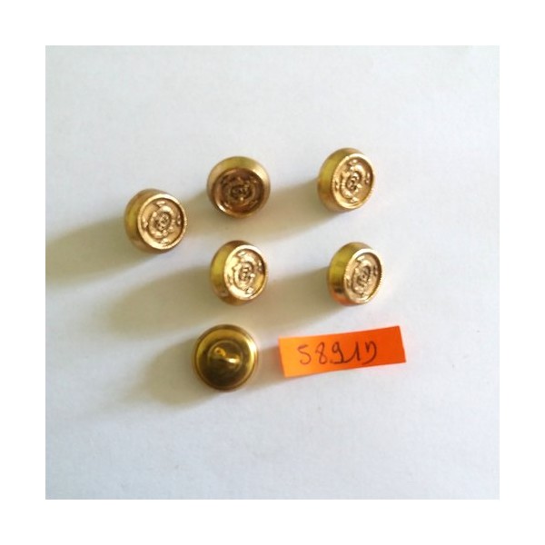 6 Boutons en métal doré - vintage - 14mm - 5891D - Photo n°1