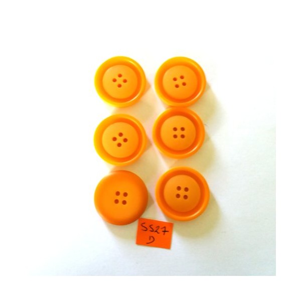 6 Boutons en résine orange - vintage - 30mm - 5527D - Photo n°1