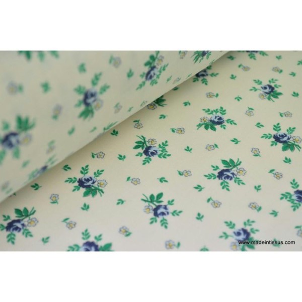 Tissu coton petites fleurs bleues . x1m - Photo n°1