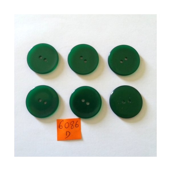 6 Boutons en résine vert - vintage - 26mm - 6086D - Photo n°1