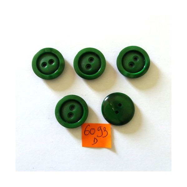 5 Boutons en résine vert - vintage - 21mm - 6093D - Photo n°1
