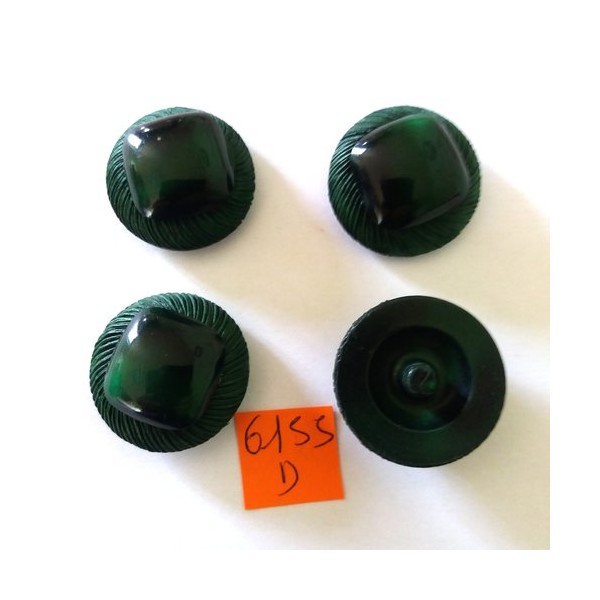 4 Boutons en résine vert - vintage - 31mm - 6155D - Photo n°1