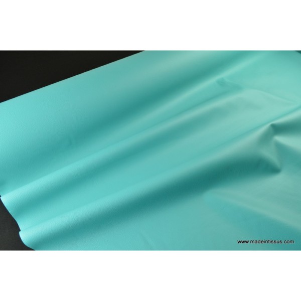 Tissu Faux cuirs ameublement rigide turquoise .x1m - Photo n°2