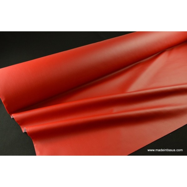 Tissu Simili cuir ameublement rigide rouge .x1m - Photo n°2