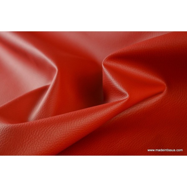 Tissu Simili cuir ameublement rigide rouge .x1m - Photo n°4