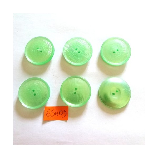 6 Boutons en résine vert clair - vintage - 31mm - 6540D - Photo n°1