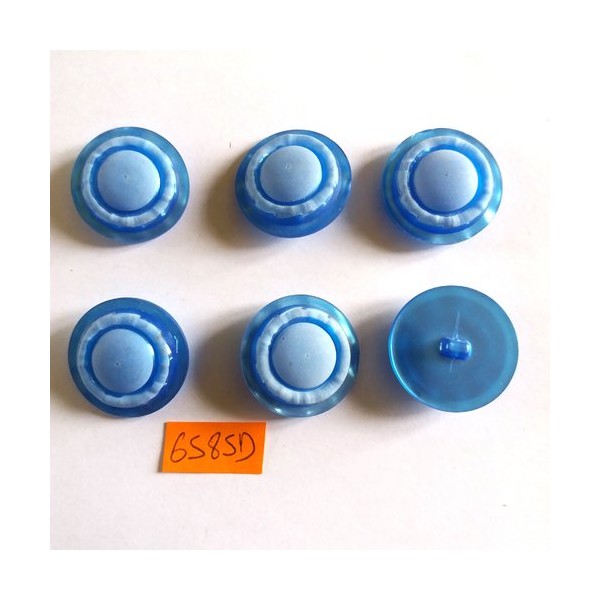 6 Boutons en résine bleu clair - vintage - 27mm - 6585D - Photo n°1