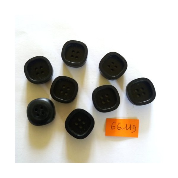 8 Boutons en résine noir - vintage - 20x20mm - 6611D - Photo n°1